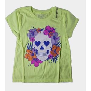 Childrens Place Lime Green Skull Shirt Halloween Childrens Place 4T‎